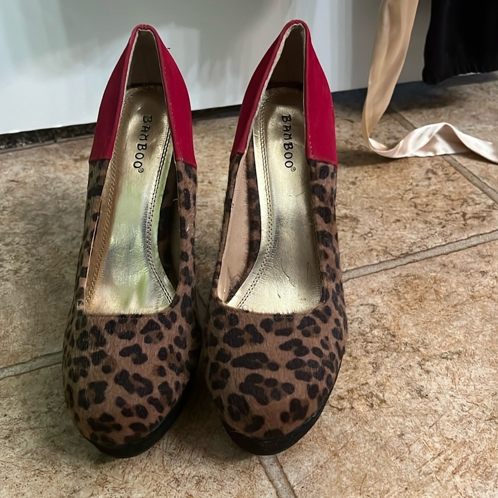 Platform Cheetah Print Closed Toe Heels